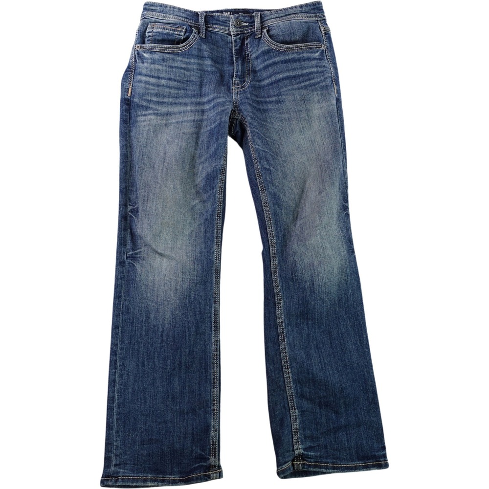 BKE Jake Jeans Mens 32x30 Blue Medium Wash Stretch Straight Bootcut Nice Fade